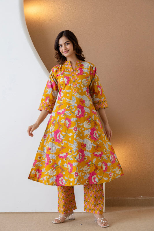 Elegant Jaipuri Printed Cotton Top Bottom Set with Floral Design image 10
