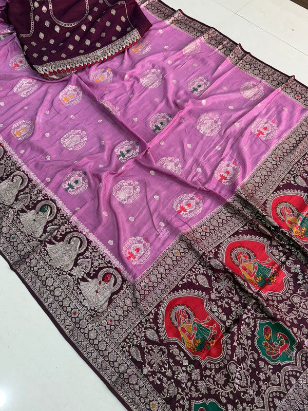 Viscose Georgette Saree with Jacquard Rich Pallu & Blouse image 8