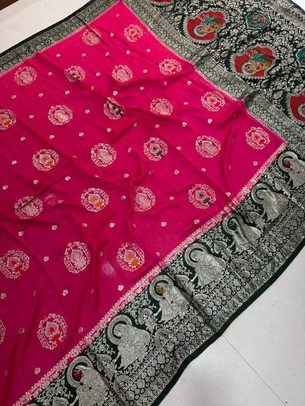 Viscose Georgette Saree with Jacquard Rich Pallu & Blouse image 5