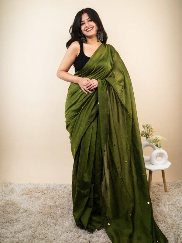 Monalisa Khadi Cotton Mirror Work Saree with Running Blouse image 4