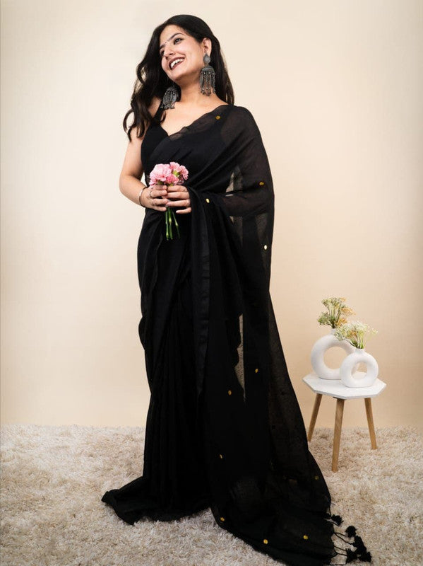 Monalisa Khadi Cotton Mirror Work Saree with Running Blouse image 1