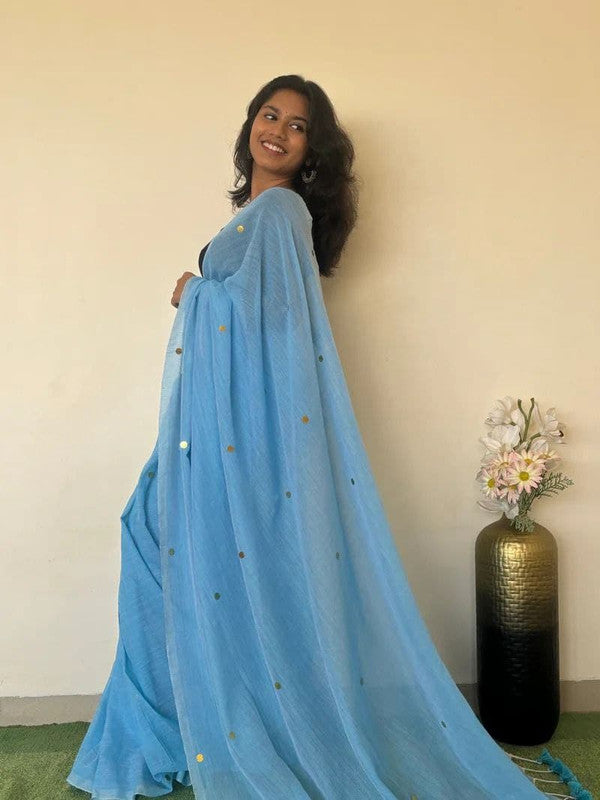 Monalisa Khadi Cotton Mirror Work Saree with Running Blouse image 8