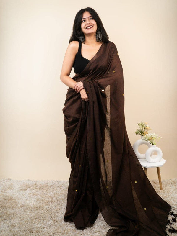Monalisa Khadi Cotton Mirror Work Saree with Running Blouse image 2