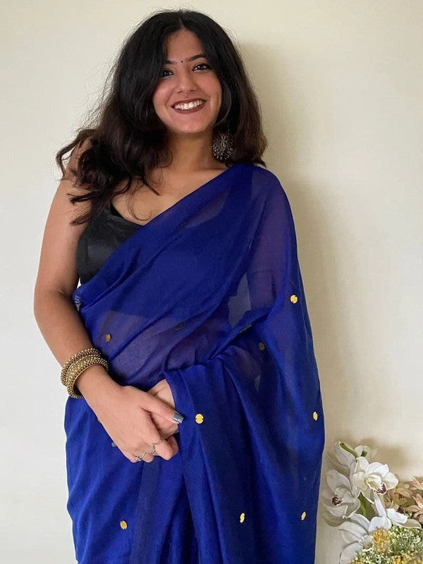 Monalisa Khadi Cotton Mirror Work Saree with Running Blouse image 11