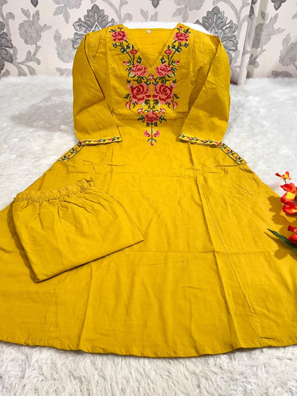 Pure Cotton Embroidered Cord Set with Pockets image 7