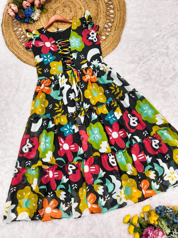 Georgette Maxi Dress - Sleeveless Floral Tiered Vacation Special image 1