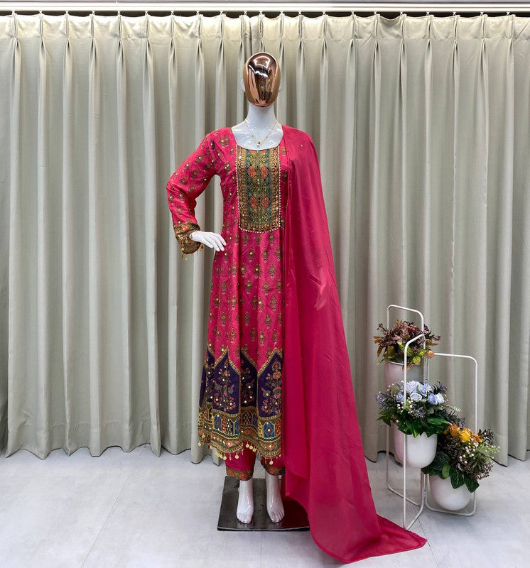 Georgette Gown with Sequence Embroidery Dupatta - 2 Piece Set image 1
