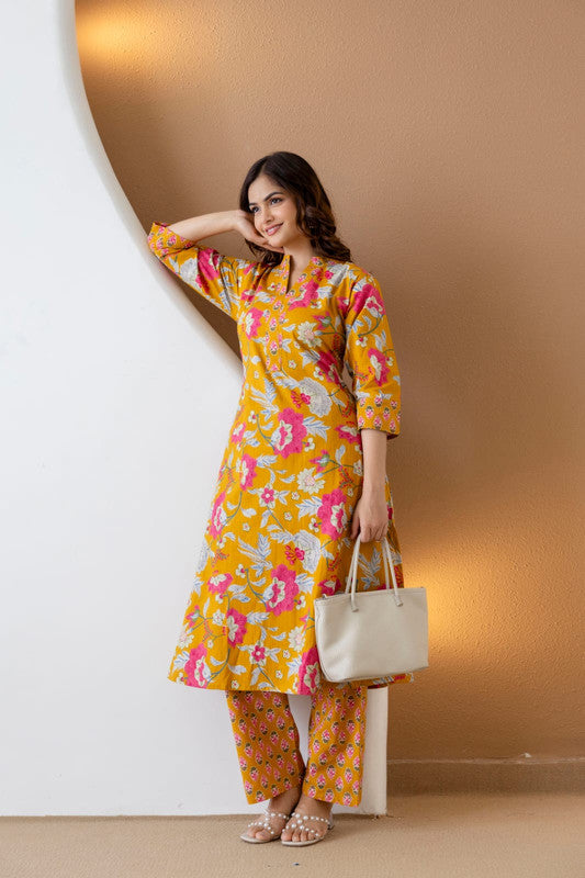 Elegant Jaipuri Printed Cotton Top Bottom Set with Floral Design image 11