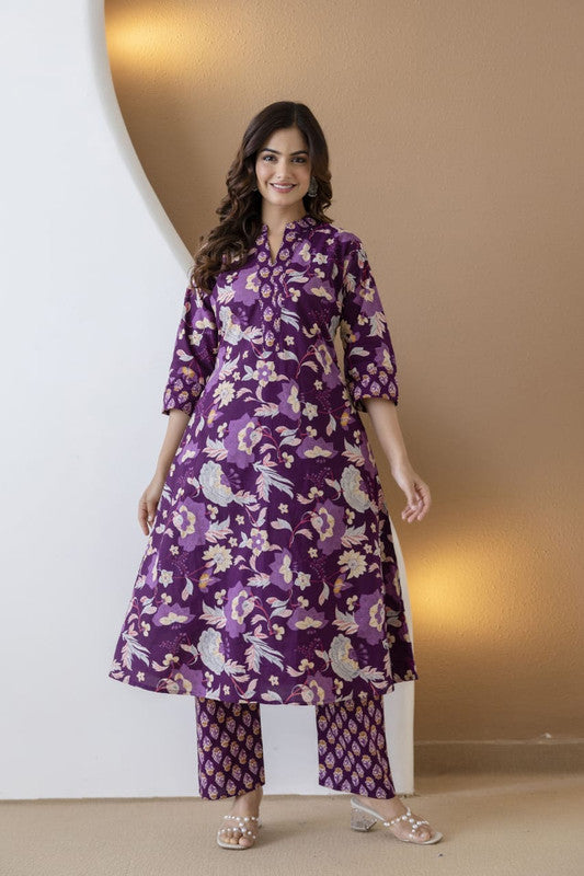 Elegant Jaipuri Printed Cotton Top Bottom Set with Floral Design image 5