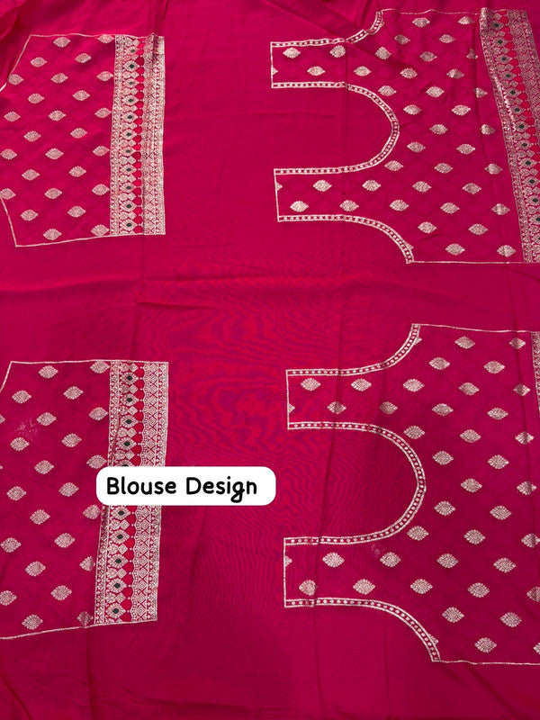 Viscose Georgette Saree with Jacquard Rich Pallu & Blouse image 6