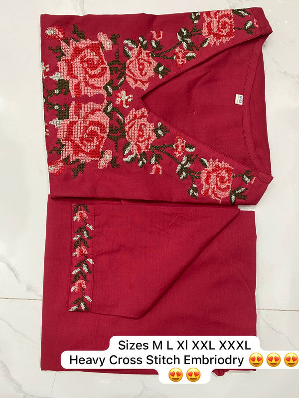 Pure Cotton Embroidered Cord Set with Pockets image 2
