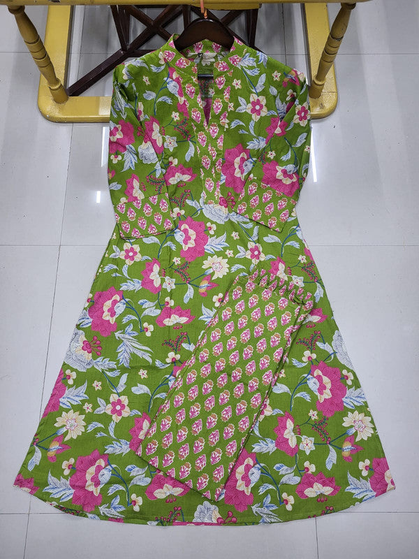 Elegant Jaipuri Printed Cotton Top Bottom Set with Floral Design image 3