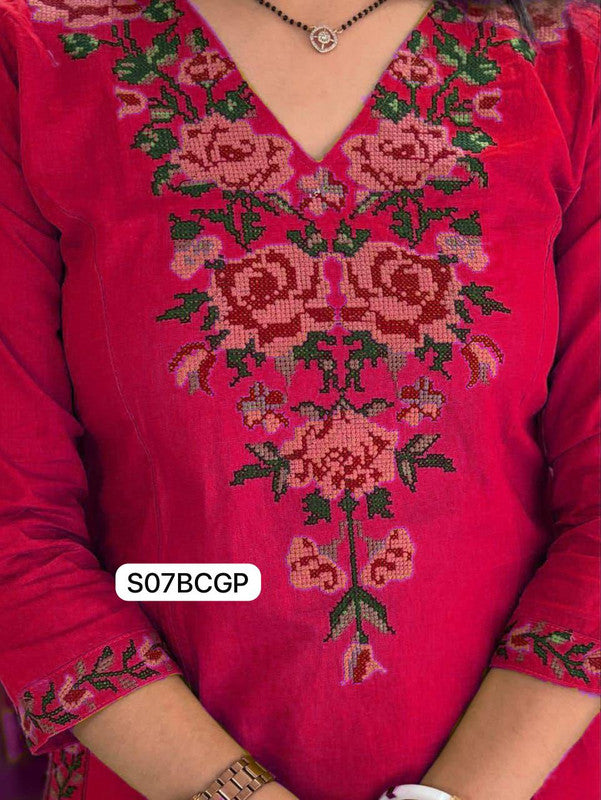 Pure Cotton Embroidered Cord Set with Pockets image 3