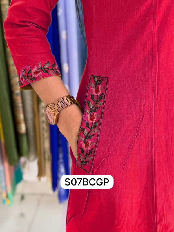 Pure Cotton Embroidered Cord Set with Pockets image 5