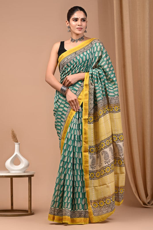 Pure Maheshwari Silk Striped Pallu Saree with Blouse Piece image 2