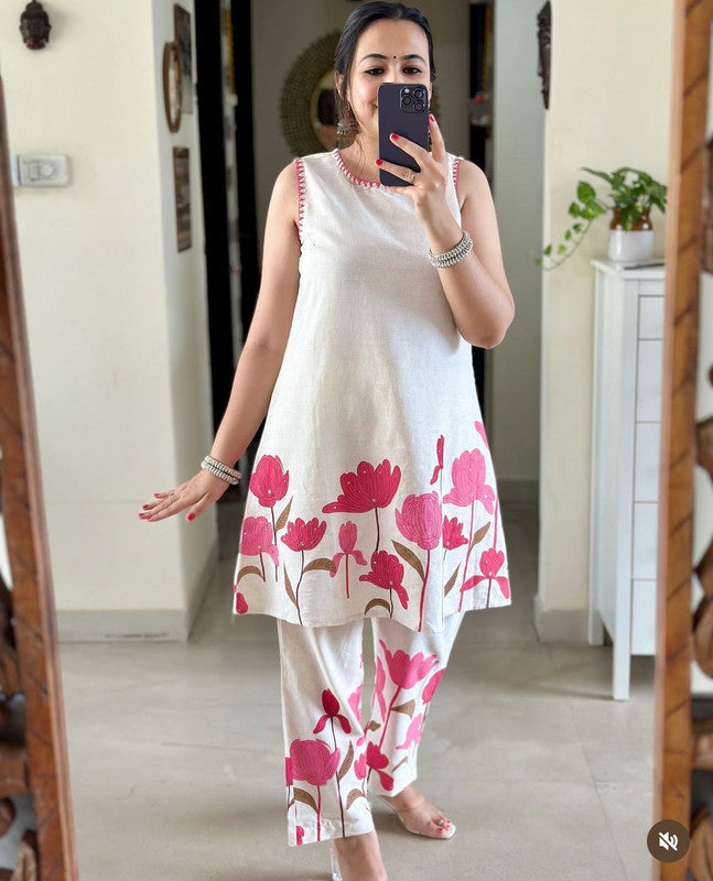 Women's Cotton Flex Cord Set with Kantha Work image 1