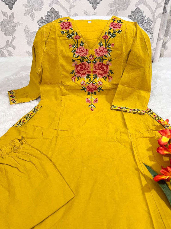 Pure Cotton Embroidered Cord Set with Pockets image 8