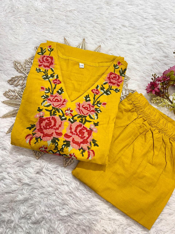 Pure Cotton Embroidered Cord Set with Pockets image 9