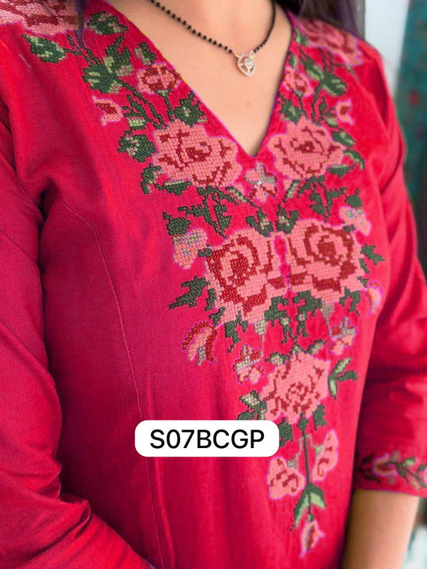Pure Cotton Embroidered Cord Set with Pockets image 6